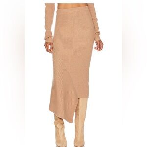 L'Academie Tan Ribbed Maxi Skirt